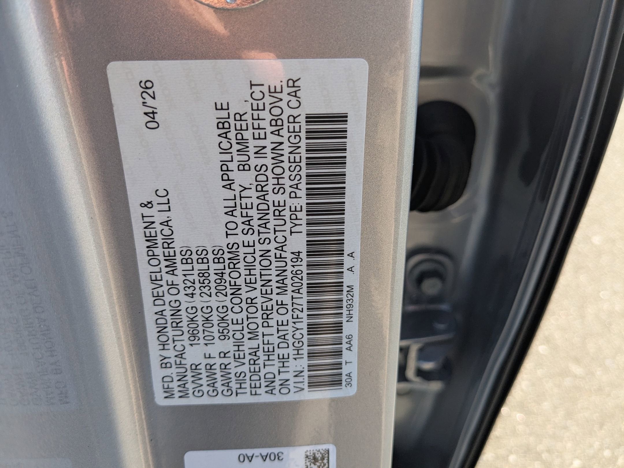 2026 Honda Accord Sedan LX