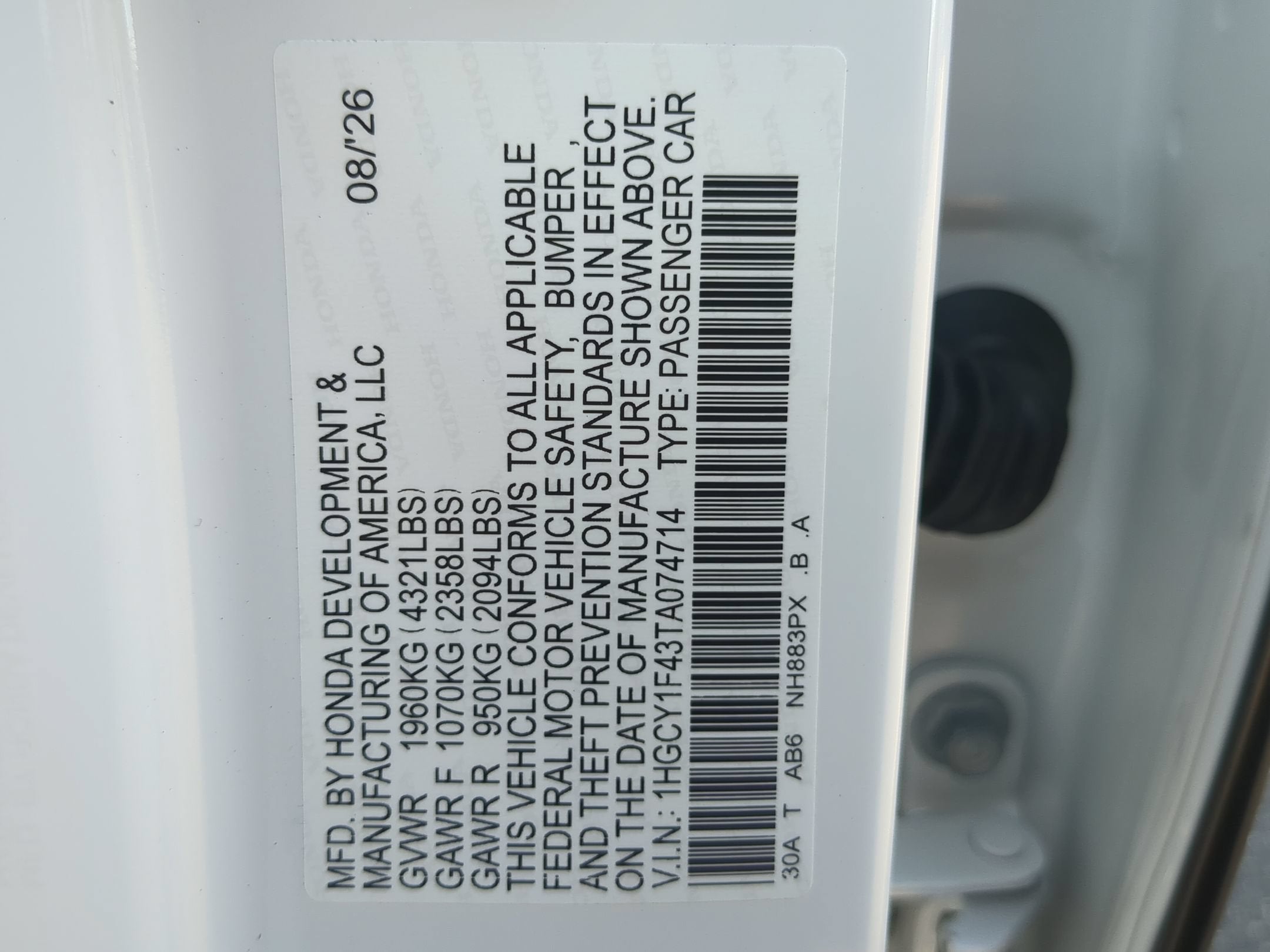 2026 Honda Accord Sedan SE