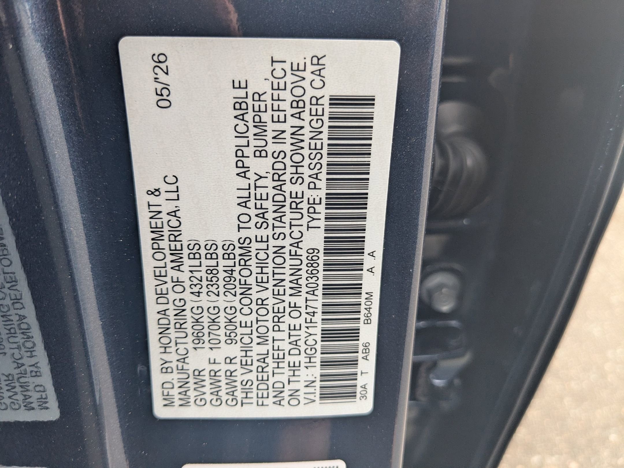 2026 Honda Accord Sedan SE