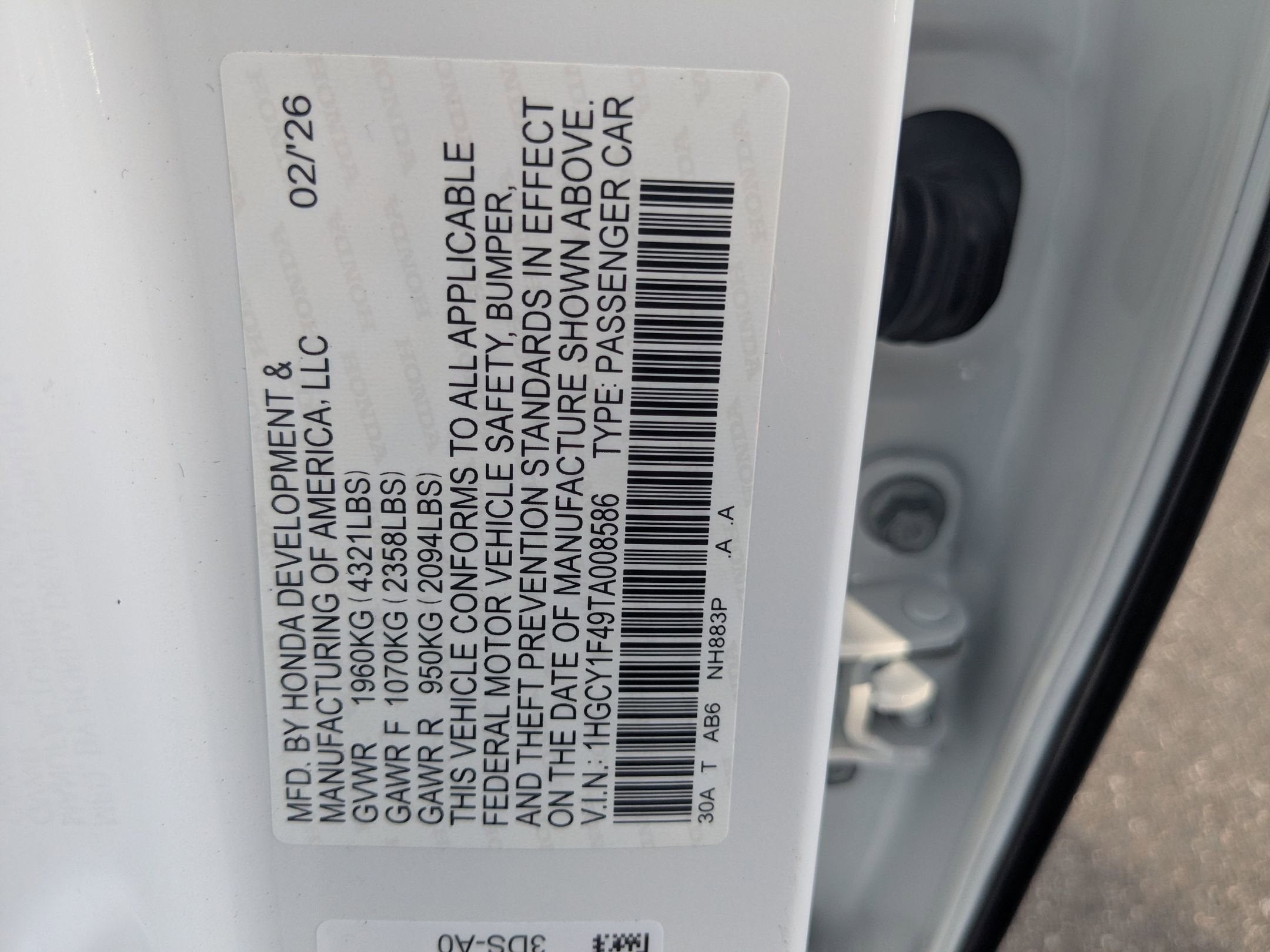 2026 Honda Accord Sedan SE