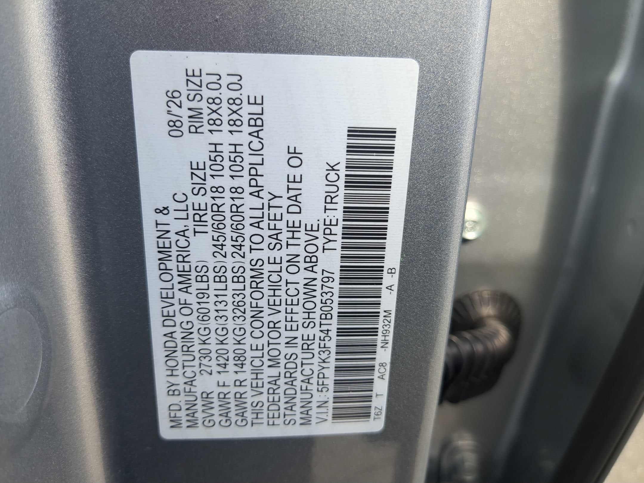 2026 Honda Ridgeline RTL