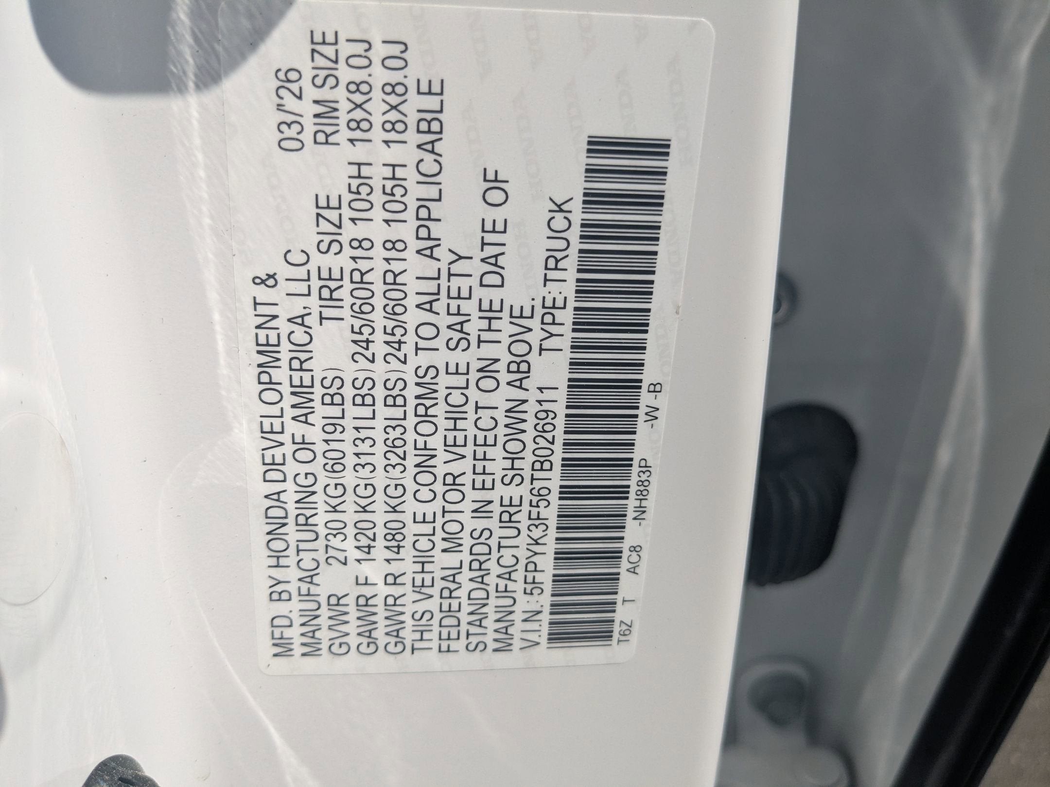 2026 Honda Ridgeline RTL