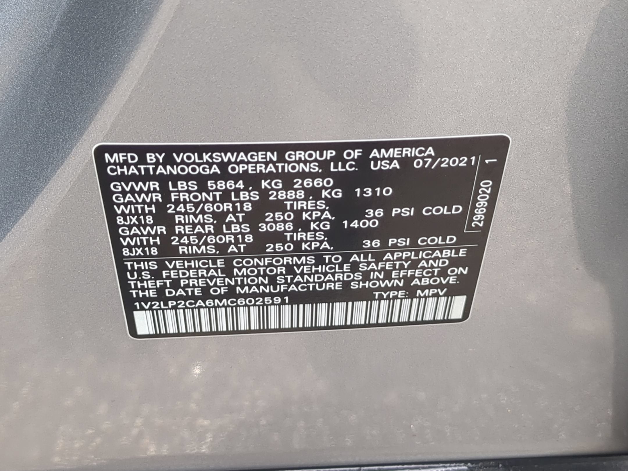 2021 Volkswagen Atlas 2.0T SE