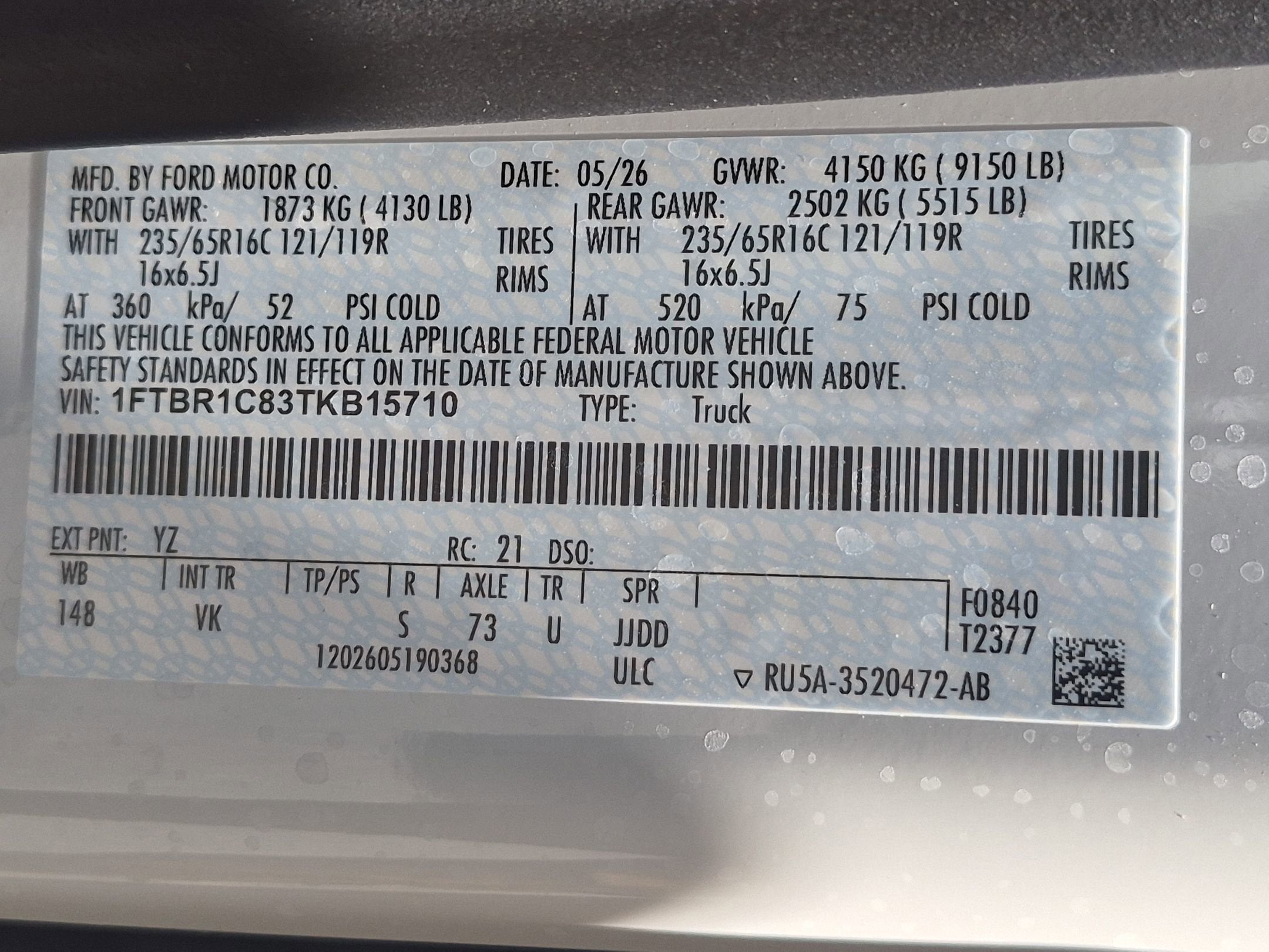 2026 Ford Transit Cargo Van Base