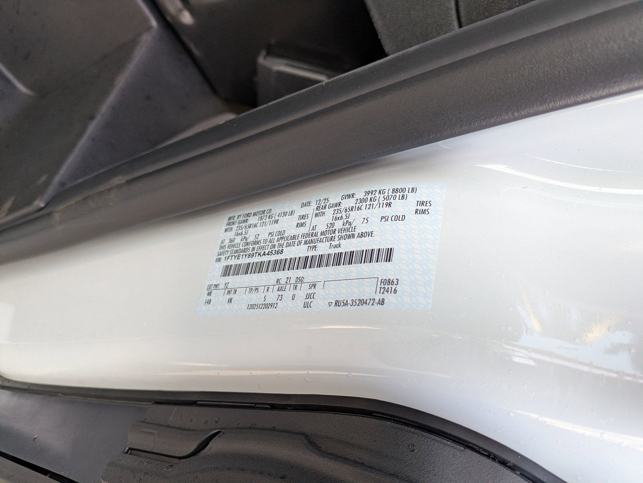 2026 Ford Transit Cargo Van T-150 130" Low Rf 8800 GVWR RWD